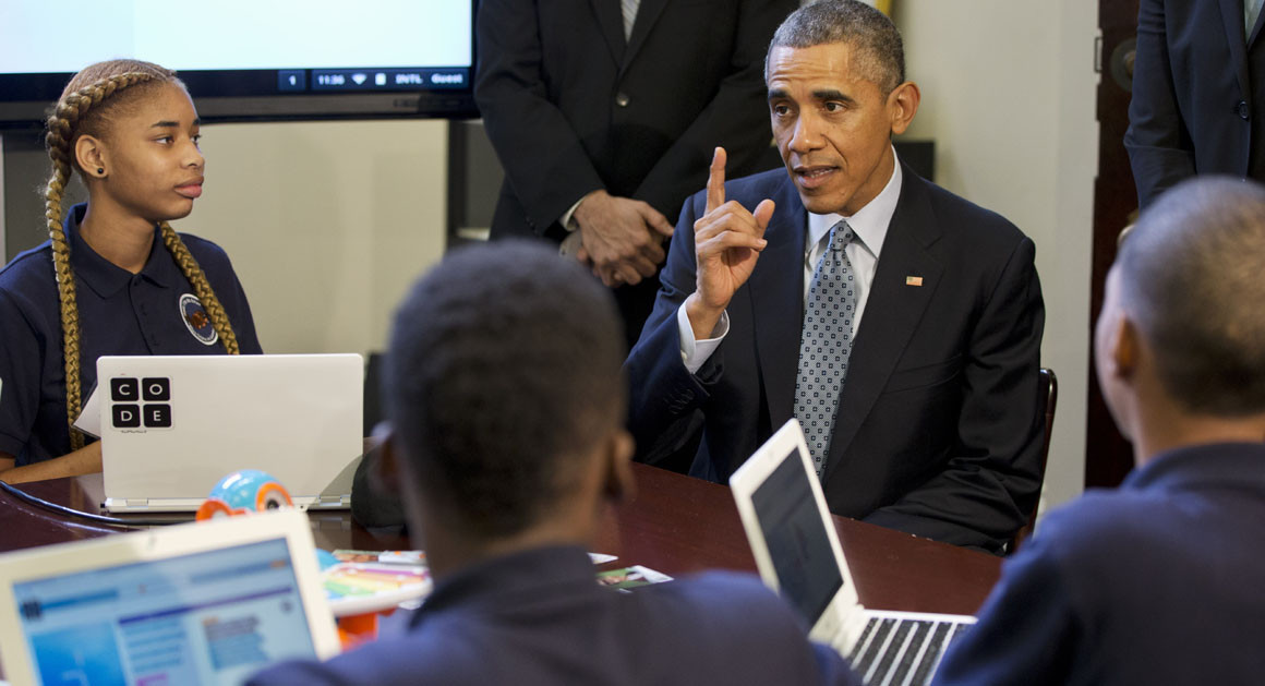 奥巴马与学生共同参与程序设计一小时